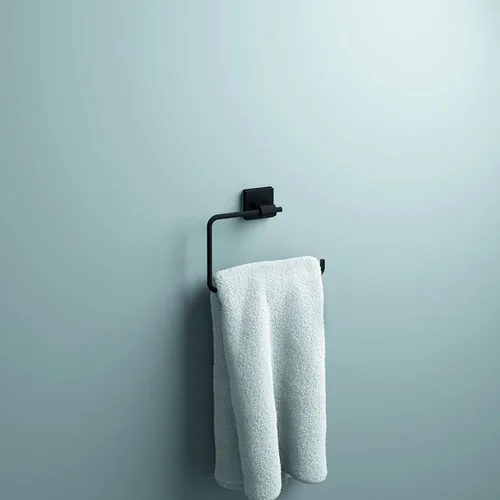 Miniatura 3 de Franklin Brass Maxted Portatollas de Mano (Paquete de 1) Negro Mate Estantes para Toallas para Pared de Baño Soporte de Anillo Cuadrado para Toallas