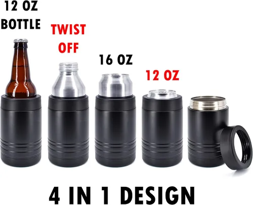 Miniatura 3 de Clear Water Home Goods - Enfriador de bebidas de acero inoxidable de doble pared aislado al vacío de 12 onzas - Revestimiento en polvo negro