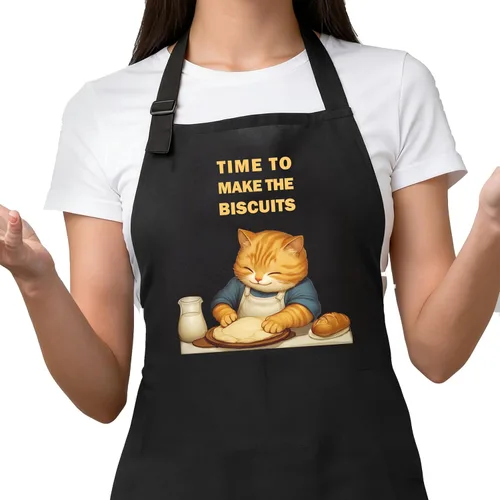 Miniatura 8 de MICPTUB - Divertidos delantales ajustables para hornear gatos occidentales con bolsillos, regalos para mujeres panaderas, amantes de los gatos