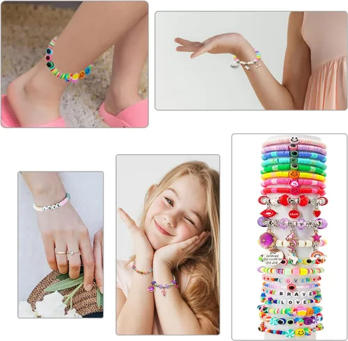 Miniatura 5 de leitait Kit de Fabricación de Pulseras de Juguetes para Niñas - Kit de Fabricación de Joyas con Dijes de 3000 Piezas, Rellenos para Canasta de 3000