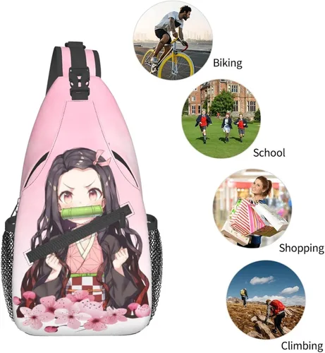 Miniatura 5 de Aolazw Mochila de anime Nezukos unisex cruzada mochila manga solo hombro bolsa pecho bolsa Cosplay Daypack, N3, Mochilas Sling