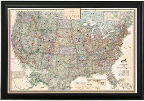 Miniatura 17 de Push Pin Travel Maps - Executive US - Mapa de pines enmarcado con marco negro para rastrear tus viajes - 27.5 x 39.5 pulgadas - 8 opciones de marco