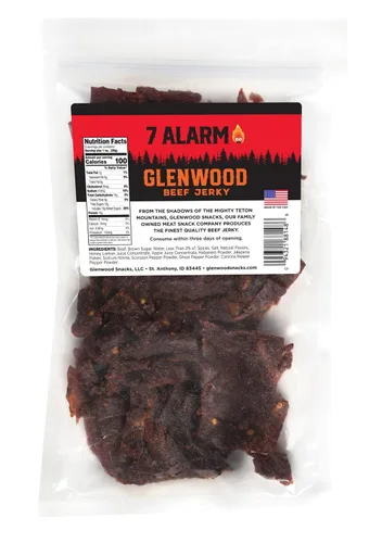 Miniatura 2 de Glenwood Snacks 7 ALARM - Pimienta escorpión de carne picante, pimiento fantasma, Carolina Reaper y Habanero, 9 onzas