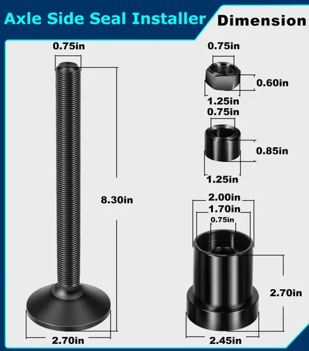 Miniatura 7 de Herramienta de instalación de sello lateral del eje interior para diferenciales delanteros y traseros Dana 30/44/60 compatible con Jeep, Ford