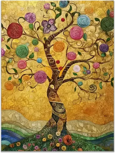 Miniatura 30 de VOCBAN Nature Tree of Life Abstract Pictures Canvas Painting Large Modern Canvas Wall Art Colorful Trees Living Room Wall Decor Plant Prints(black