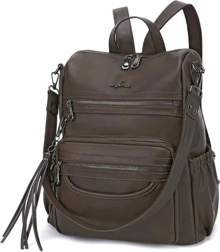 Bolsos mochila monedero de piel sintética para mujer, bolsas con zíper, mochilas de hombro casuales