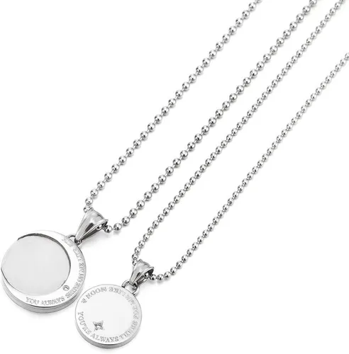 Miniatura 13 de Un par collar de parejas los amantes acero luna y sol colgante con circonita cúbica para hombre mujer amigos