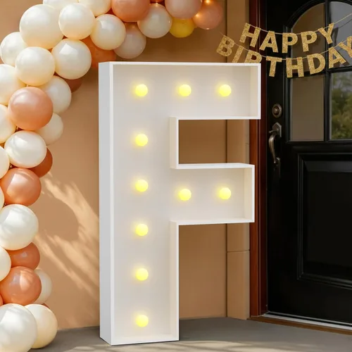 Miniatura 79 de IMPRSV Letras de mosaico iluminadas de marquesina, 4 pies para globos y fiestas, decoración de kit de arco
