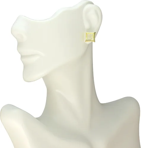 Miniatura 3 de Kite 0.354 in Oro o Plata Tono AAA Micro Pave Cz Hip Hop Tornillo En Pendientes