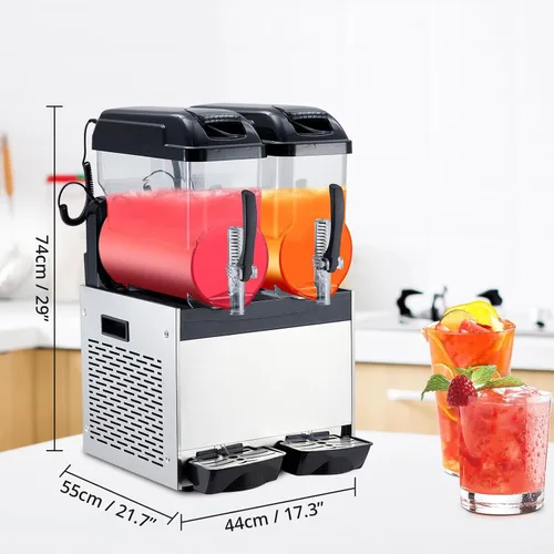 Miniatura 2 de Máquina comercial de granizado 12l 2 tanque 700w máquina congelada bebida, acero inoxidable Margarita vino Slush & Smoothies máquina para Negro