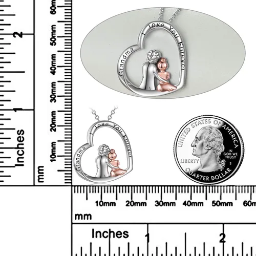 Miniatura 3 de POPLYKE Collar de plata de ley con diseño de corazón para abuela, hermana, madre, día de San Valentín