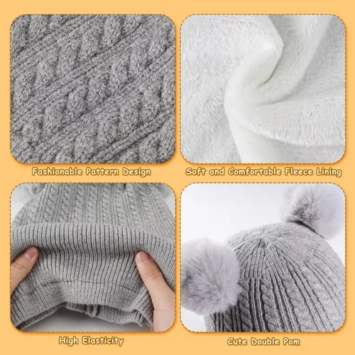 Miniatura 5 de Baby Winter Hat Scarf Set 2 Pack Toddler Beanie Hats Girl Boy with Neck Warmer Beanie for Kids Knit Warm for Cold Weather