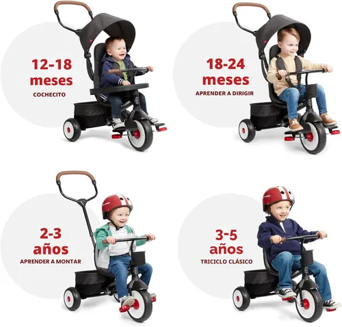 Miniatura 5 de Radio Flyer Stroll 'N Trike 4 en 1, cochecito convertible a triciclo para niños pequeños de 1 a 5 años, crece con tu hijo Negro