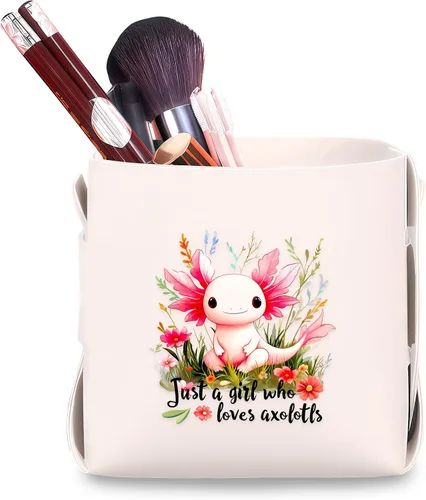 Axolotl - Soporte para brochas de maquillaje, organizador de escritorio decorativo para guardar joyas, lápices, lentes, regalos temáticos para los