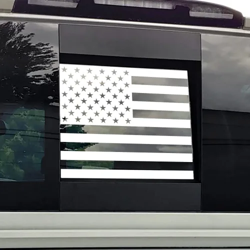 Miniatura 11 de Adhesivo de bandera estadounidense para ventana trasera media, fácil de instalar, compatible con Toyota Tacoma 2016-2022 (fibra de carbono negra)