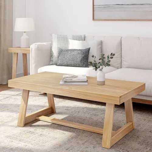 Miniatura 12 de Plank+Beam Mesa auxiliar rectangular clásica, mesa de centro de granja de 40 pulgadas, mini mesas centrales para espacios pequeños, mesa de té