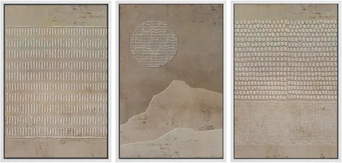 Miniatura 210 de SIGNWIN Lienzo enmarcado para pared, arte con pinceladas de flujo neutro en tonos beige abstractos, ilustraciones, arte moderno, decorativo