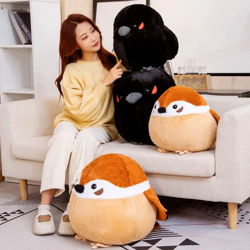 Miniatura 4 de Gorrión de peluche grande de 17.8 pulgadas, muñeco de peluche de pájaro gordo grande, almohada suave con forma de animal, regalo para niños y adultos