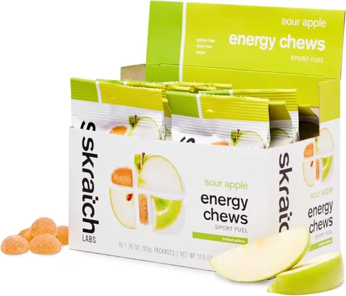 Miniatura 15 de Skratch Labs Energy Chews Gomitas para correr, ciclismo y rendimiento deportivo Alternativa de gel Frambuesa (paquete de 10) Sin gluten