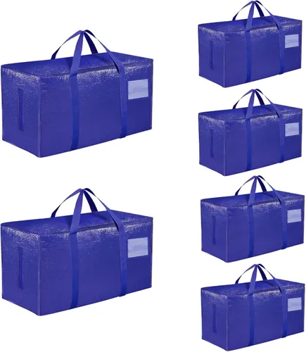 Miniatura 27 de Paquete de 4 bolsas de mudanza extra grandes y resistentes, bolsas de almacenamiento impermeables con asas y cremalleras, plegables para dormitorio