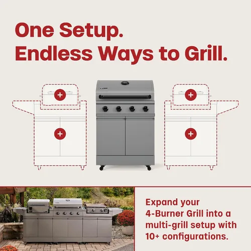 Miniatura 11 de TYTUS Anaheim parrilla de gas propano de 5 quemadores para cocinar al aire libre, parrilla de 48,000 BTU y quemador lateral de 12,000 BTU, área