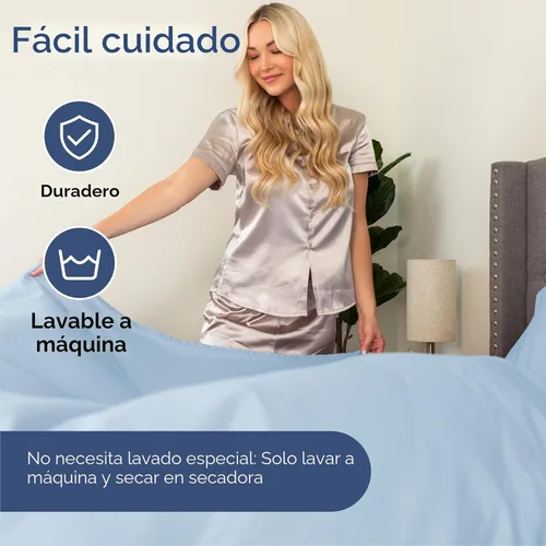 Miniatura 7 de Juego de sábanas de 4 piezas tamaño King, cómodas, transpirables y refrescantes, sábanas de lujo para mujeres y hombres, bolsillos profundos, ajuste