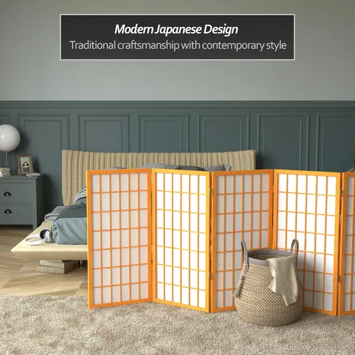 Miniatura 2 de Biombo portátil simple de 3 pies Biombo Shoji para dividir una cuarto, clásico diseño japonés, 4 tamaños y 6 colores, Madera, Honey