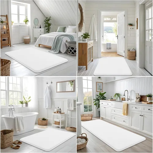 Miniatura 8 de Smiry Tapete de baño de espuma viscoelástica de 24 x 16 pulgadas, extra suave y absorbente, antideslizante, lavable para suelo, ducha y bañera
