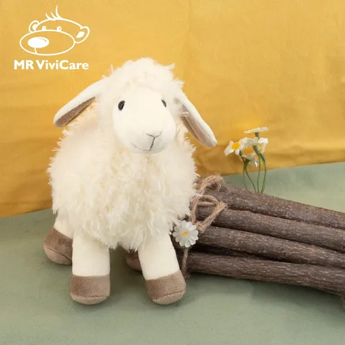 Miniatura 5 de Peluche de oveja blanca y crema de 8.5 pulgadas para niños y niñas, juguetes de peluche de cordero suaves y adorables para bebés recién nacidos