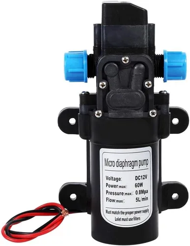 Bomba autocebante de agua, bomba de microdiafragma de alta presión de 12 V 60 W, bomba de rociador autocebante de 116 PSI para caravana, camping,