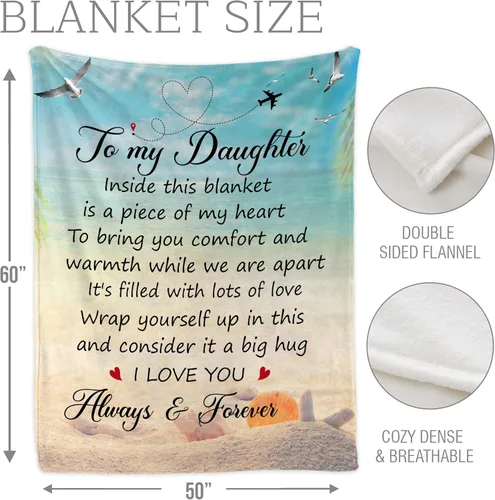 Miniatura 3 de Regalos para hija de mamá y papá – Manta con texto en inglés "To My Daughter", regalo pensado para el día de la madre, cumpleaños o graduación