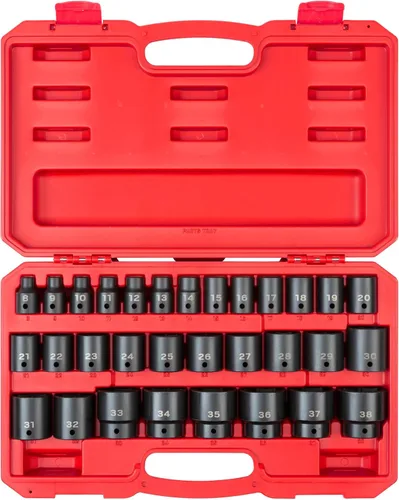 Miniatura 11 de TEKTON Juego de llaves de impacto de 6 puntos poco profundas de 1/2 pulgada con funda, 23 piezas (0.394-1.260 in) SID92322 Sólo herramienta