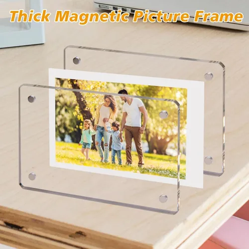 Miniatura 3 de Mini marco polaroid acrílico para fotos, paquete de 5 marcos magnéticos para refrigerador para pantalla de fotos Instax, transparente de doble cara