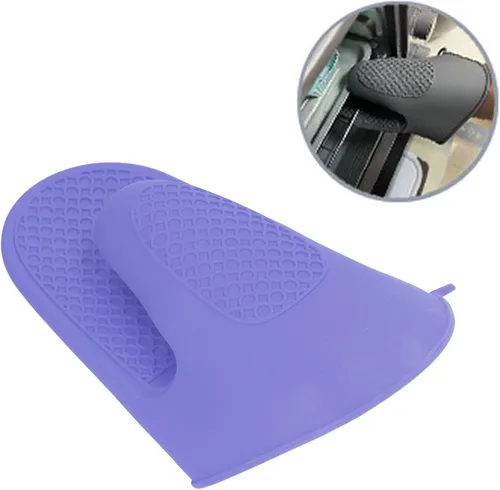 Miniatura 7 de Jeanoko 2 mitones de horno de silicona engrosados para cocina, guantes de horno para cocina (morado)