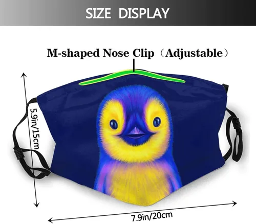 Miniatura 2 de Máscara facial de pingüino, unisex, pasamontañas, cubierta de boca con filtro resistente al viento, máscara ajustable