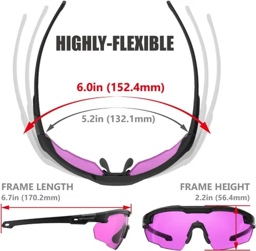Miniatura 7 de HTS HUNTERSKY Gafas de tiro tácticas balísticas ANSI Z87+UV400 gafas protectoras Negro púrpura