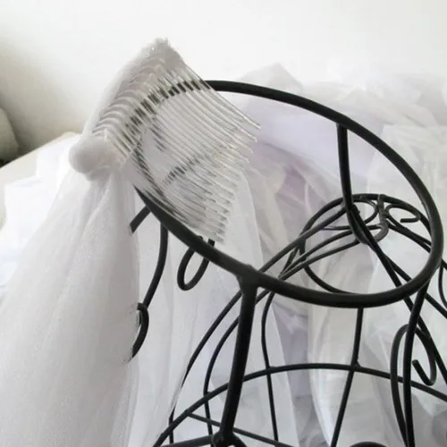 Miniatura 4 de Ewanda store Double Ribbon Edge Center Cascade Bridal Wedding Veil with Comb