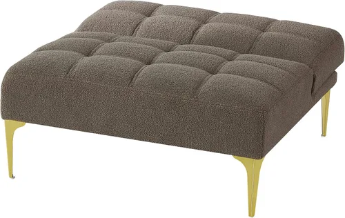 Miniatura 6 de Polibi Sofá moderno con almohada abatible, sofá cama plegable convertible con respaldo ajustable y patas doradas, sofá individual, tela de peluche