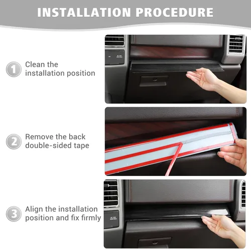 Miniatura 6 de Jimen Compatible con Ford F150 2015-2020, 4 Piezas Cubierta del Panel de la Consola Central Accesorios de Moldura Interior (Grano de Madera Negra)