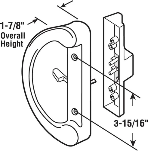 Miniatura 2 de Juego de manijas para puerta de patio + cerradura de muesca de 45° Reemplazo perfecto para puerta corredera de vidrio Se adapta a 3-15/16” de Blanco