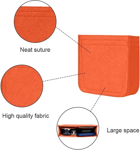 Miniatura 7 de Organizador de fieltro-para Hermes Evelyne III tpm pm gm bolsa inserción mini 16 29 33 bolso organizador Y003 naranja-L