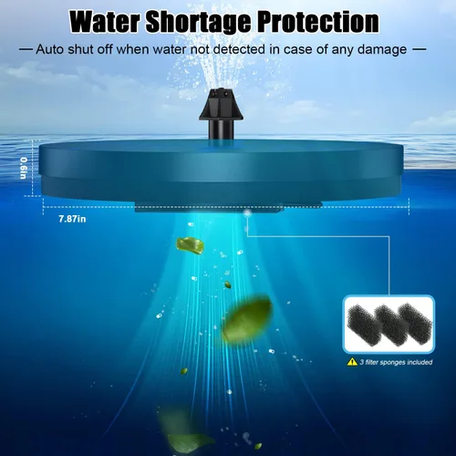 Miniatura 5 de Fuentes Solares para Baño de Pájaros Mejoradas, Bomba de Fuente de Agua Solar de 4W con Batería de 4000, 7 Boquillas y 4 Fijos, Luces LED Coloridas