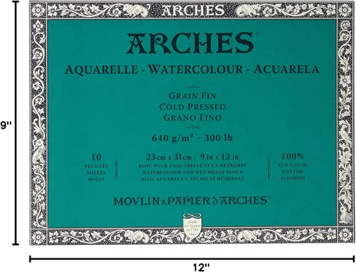 Miniatura 3 de Arches Bloque de Acuarela, 300 lb / 640GSM, Prensado en Frío, 9" x 12