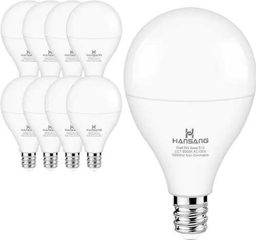 Miniatura 8 de Paquete de 8 bombillas para ventilador de techo, base E12, equivalente a 60 vatios, luz diurna fría de 6000 K, bombillas A15 con base de candelabro