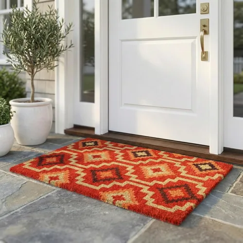 Miniatura 25 de Fab Habitat Felpudo extra grueso, tejido a mano, duradero, fibra de coco natural, entrada, puerta delantera, porche, patio, pájaros en rama, gris