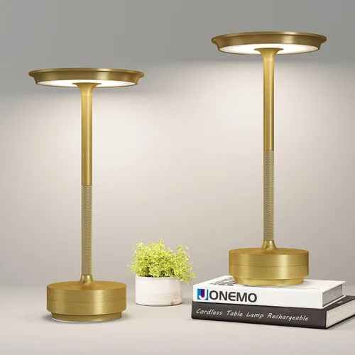 Miniatura 8 de Lámpara de mesa inalámbrica, luz LED de mesa recargable con 3 ajustes de temperatura, atenuación continua, batería de 5000 mAh, USB-C, memoria