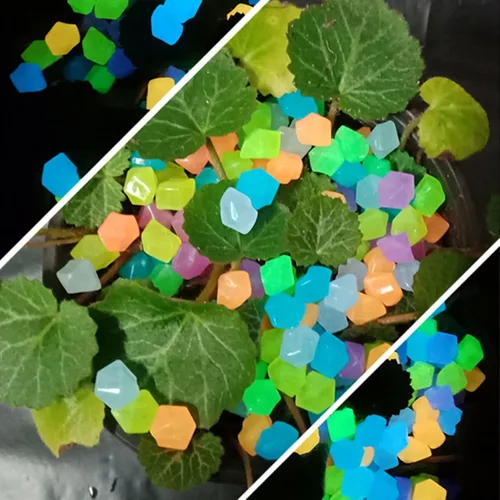Miniatura 2 de 100 piedras luminosas para acuario, rombos de resina que brillan en la oscuridad, decoración luminosa de pecera, cubos de hielo, diamantes