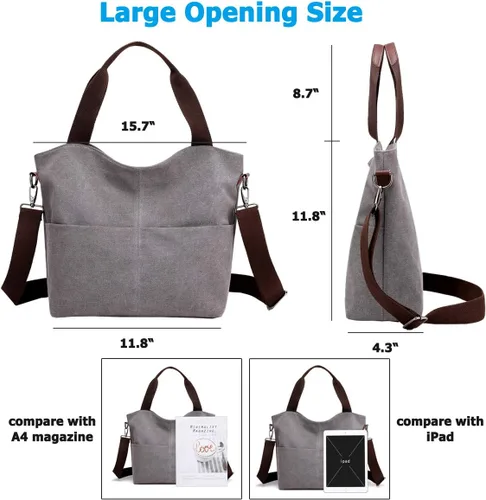 Miniatura 5 de DOURR Hobo - Bolsos cruzados de lona para mujer, bolso cruzado de moda de algodón