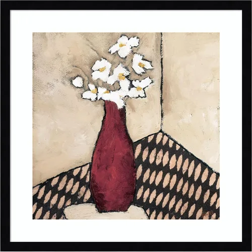 Miniatura 7 de Amanti Art Framed Wall Art Print 28x28 Retro Red Vase by Judi Bagnato, Abstract Wall Art, Modern Contemporary Decor, Medium Poster Painting Artwork