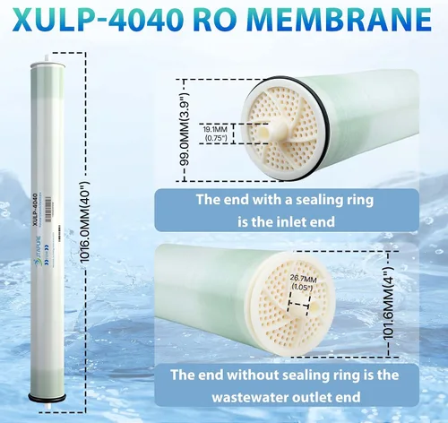 Miniatura 2 de JTAPURE Membrana XULP 4040 RO, filtro de ósmosis inversa de presión extra baja de 4 x 40 pulgadas, 2600 GPD de alto flujo a 100 PSI, rechazo estable